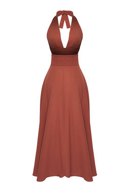 Trendyolmilla Beyaz Dokuma Midi Boyundan Baglamal? 100% Pamuk Plaj Elbisesi TBESS25EL00129  фото 6