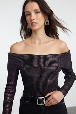 Alt?n Carmen Yaka Varakl? Triko Kazak TWOAW25KZ00152 - Trendyolmilla фото 6