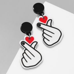 Серьги акриловые «Сердечко» пальчики, цветные в серебре