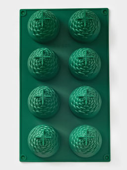 Форма для выпечки новогодняя Доляна «Шишки», 8 ячеек (4×5.5×6.7 см), 29.8×17.3×7.5 см, силикон, зелёная