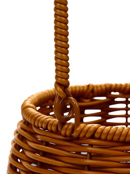 Корзина плетёная для хранения «Шар», 14×14×12 см, ручка h=16 см, пластиковая, коричневая