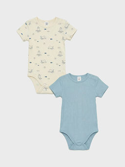 Bisiklet Yaka Erkek Bebek ??t??tl? Body 2li