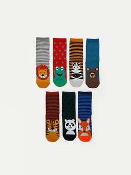 Desenli Erkek ?ocuk Soket ?orap 7li