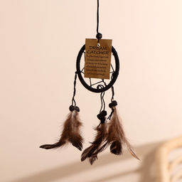 Ловец снов «Гармония», 6×0.5×20 см, чёрный, коричневые перья