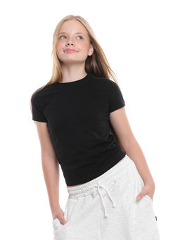 Футболка для девочки скимс для школы с коротким рукавом 22-7694 черный - Mini maxi фото 8