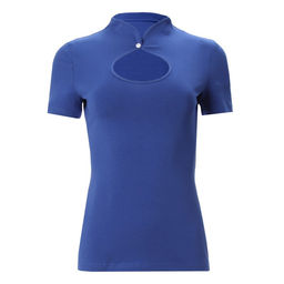 Футболка женская с вырезом MINAKU: Basic line, синяя, размер 42