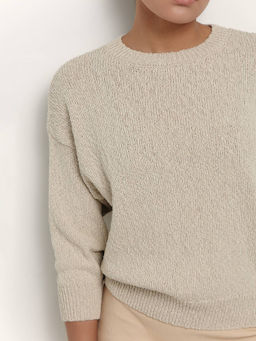 CONTE Фактурный джемпер из объемной пряжи со льном и хлопком LDK 181 beige