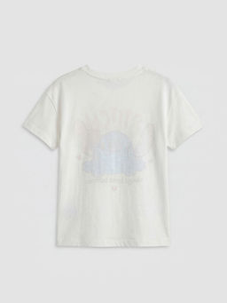 Bisiklet Yaka Lilo & Stitch Bask?l? K?z ?ocuk Ti??rt