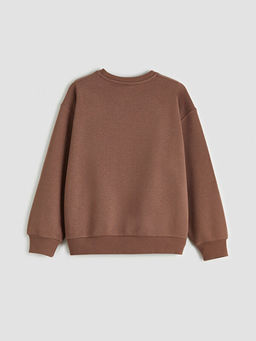 Capyfun Bask?l? Bisiklet Yaka K?z ?ocuk Sweatshirt