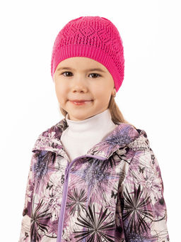 Шапка вязаная детская Коса фуксия - Arctic kids фото 3