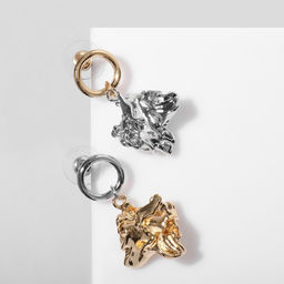 Серьги металл Слиток таяние, цвет серебряно-золотой