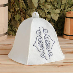 Шапка для бани с вышивкой Узоры Азии темно-синий узор