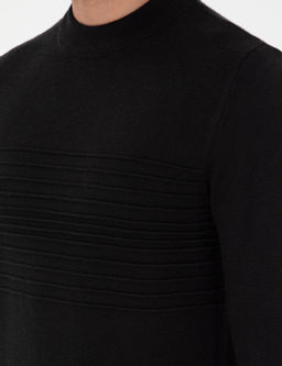 Siyah Slim Fit Bato Yaka Y_n Kar___ml_ Triko Kazak - Pierre cardin фото 7
