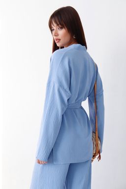 9319 Костюм из кимоно и брюк-палаццо голубой - Martichelli фото 10
