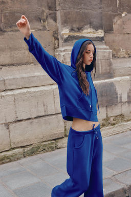SUDADERA INTERLOCK CAPUCHA / Azul?n - Zara фото 6