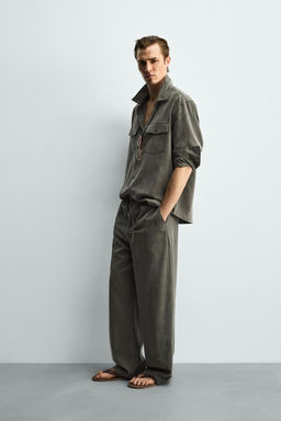 PANTAL?N FLUIDO RELAXED FIT / Khaki oscuro - Zara фото 4