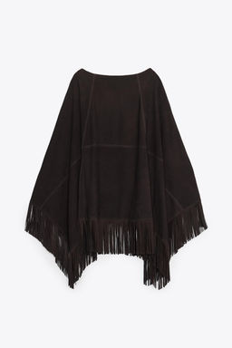 LEATHER FRINGE CAPE - Zara фото 6