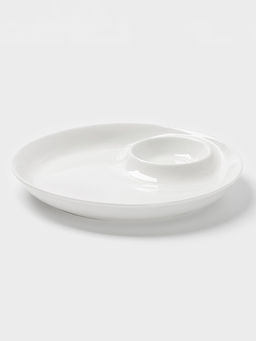 Блюдо с соусником Доляна White Label, d=25 см, фарфор, белое