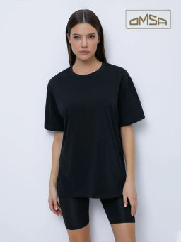OmT_D1301 Фуфайка (футболка) OVERSIZE, COTTON - blu notte - Omsa фото 11