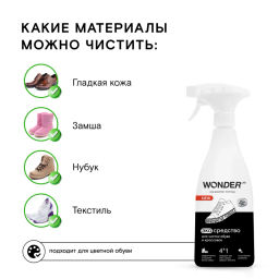 Пена очиститель для обуви и кроссовок WONDER lab, 550мл