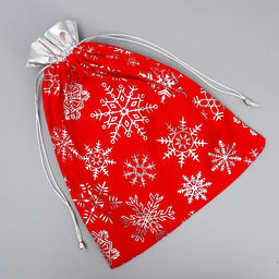 Цена за 5 шт. Мешочек подарочный плюш Радость внутри, снежинки, тиснение, 30 х 40 см +/- 1.5 см - Дарите счастье фото 4