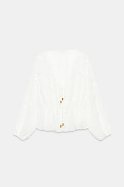 BLUSA BORDADOS PLUMETI / Blanco - Zara фото 7