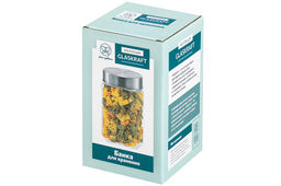 Банка д/хранения 1,6 л 11,5*11,5*18,5 см + металл. закручивающ.крышка, стекло - Elan gallery фото 6