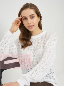 Джемпер женский 5222-41237. 7001/А04 белый/пайетки молоко