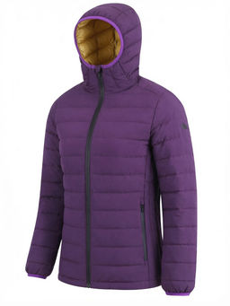 Куртка женская стёганая с капюшоном с графеновой подкладкой темно-фиолетового цвета 9624_1TF