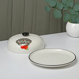 Блинница с крышкой Skyphos, 23×9.7 см, керамика, белая