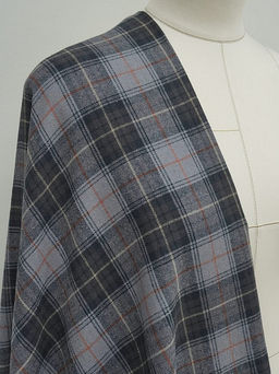 Фуле Клетка цв.серо-фиолетовый/кофейно-лиловый, ш.1.45м, хлопок-100%, 155гр/м.кв - Купава фото 2