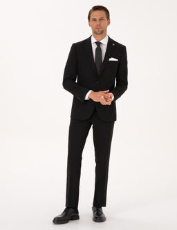 Siyah Slim Fit Tak_m Elbise