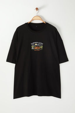TRENDYOL MAN Siyah Bisiklet Yaka Oversize/Genis Lesim Buyuk Beden T-Shirt TMNSS25BF00001 - Trendyolmilla фото 4
