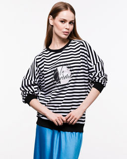 Свитшот хлопковый полосатый с наклейкой, тельняшка - Elena sorti фото 13