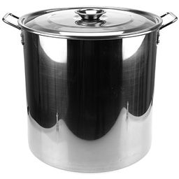 Цилиндр Кастрюля из нержавеющей стали 20л, д31см, h30см, крышка и ручки металлические, без теплораспределительного дна (Китай) ДОПУСКАЮТСЯ: на корпусе незначительные потертости внутри и снаружи. Товар возврату и обмену не подлежит.