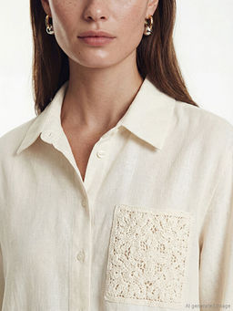 Keten Kar???ml? Kad?n G?mlek Tunik