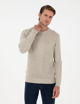 Kum Melanj Slim Fit Bisiklet Yaka Y_n Kar___ml_ Triko Kazak
