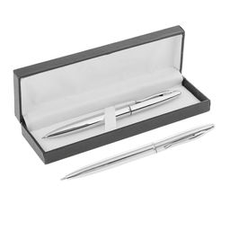 Ручка подарочная, шариковая, автоматическая Джокер, в кожзам футляре, серебристый