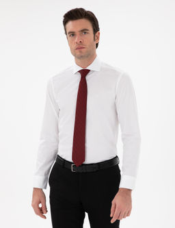 Beyaz Slim Fit _talyan Yaka Klasik G_mlek
