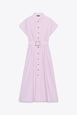 BELTED POPLIN MIDI DRESS - Zara фото 4