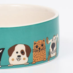 Миска керамическая Кошки-собаки на голубом фоне 250мл, 11,5 х 5 см - Пижон фото 4