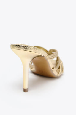 METALLIC STILETTO HEEL SANDALS - Zara фото 11