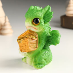 Копилка для денег «Дракоша с большими глазами с бочкой/сундуком», полистоун, 7×7×10.5 см, МИКС