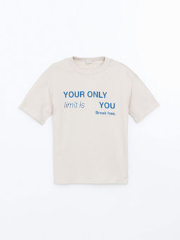 Bisiklet Yaka Yaz? Bask?l? Erkek ?ocuk Ti??rt