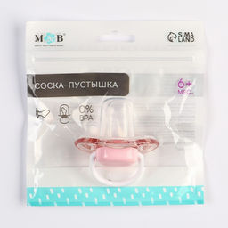 Соска - пустышка силиконовая ортодонтическая M&B, от 6 мес., с колпачком, розовый