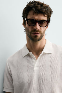 POLO REGULAR FIT JACQUARD RAYAS / Tostado - Zara фото 5