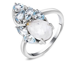 Кольцо, лунный камень , топаз, Бенита