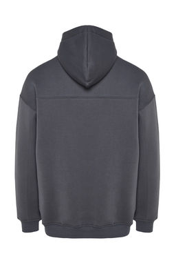 Antrasit Kapusonlu Yakas? C?tc?tl? Basic Oversize/Genis Kesim Ici Polar Sweatshirt TMNAW24SW00043 - Trendyolmilla фото 8