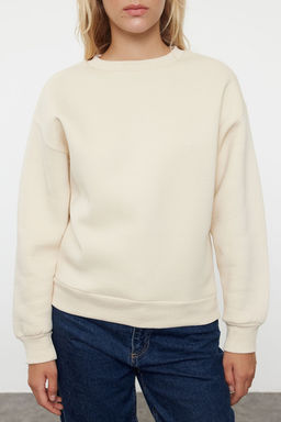 Tas Kal?n Ici Polarl? Regular/Normal Kal?p Bisiklet Yaka Basic Orme Sweatshirt TWOAW24SW00101