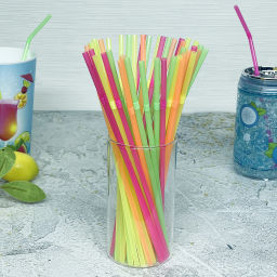 Цена за 10 шт. Трубочка для коктейля 5*210мм в наборе 50 шт цветная
